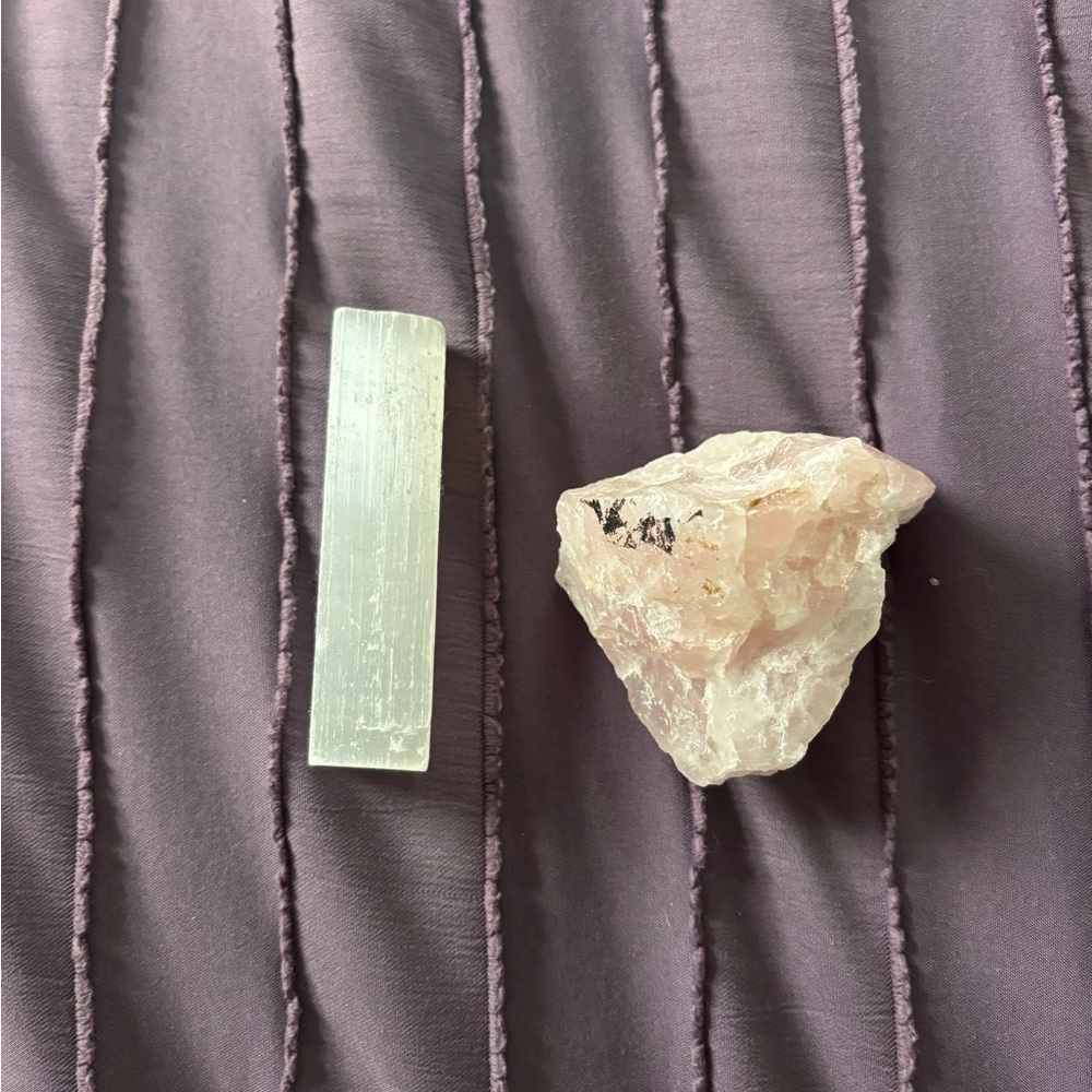 Selenite and Rose Quartz Crystal Set
